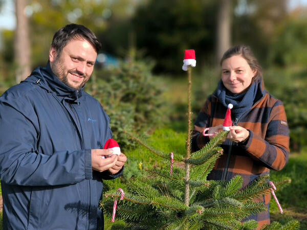 01 - Martin Exler und Maria Fischer beim Weihnachtsbaum schmcken